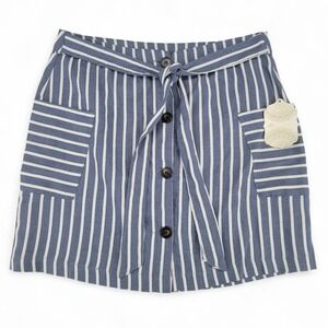 Altar'd State Women Large Mini Skirt Blue White Striped NWT Boho Coastal Cottage